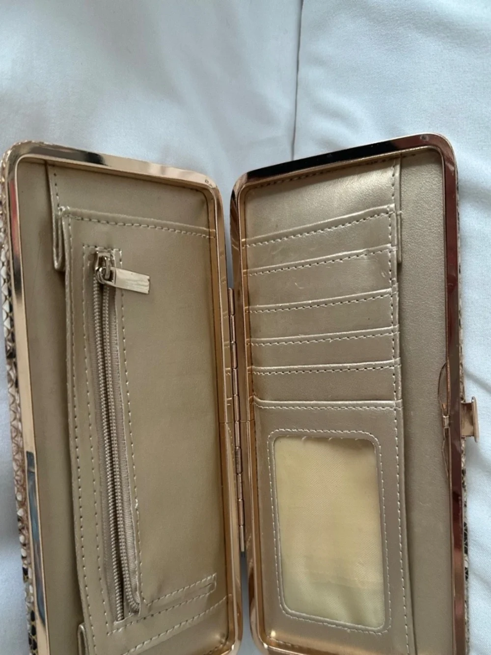 Bebe Snakeskin-Print Hard-Frame Wallet Clutch